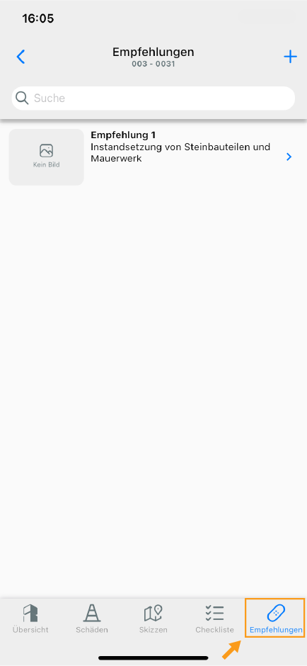 Bereich Empfehlungen